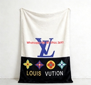 LV Colorful Monogram Blanket Bold LV Floral Logo Throw 226